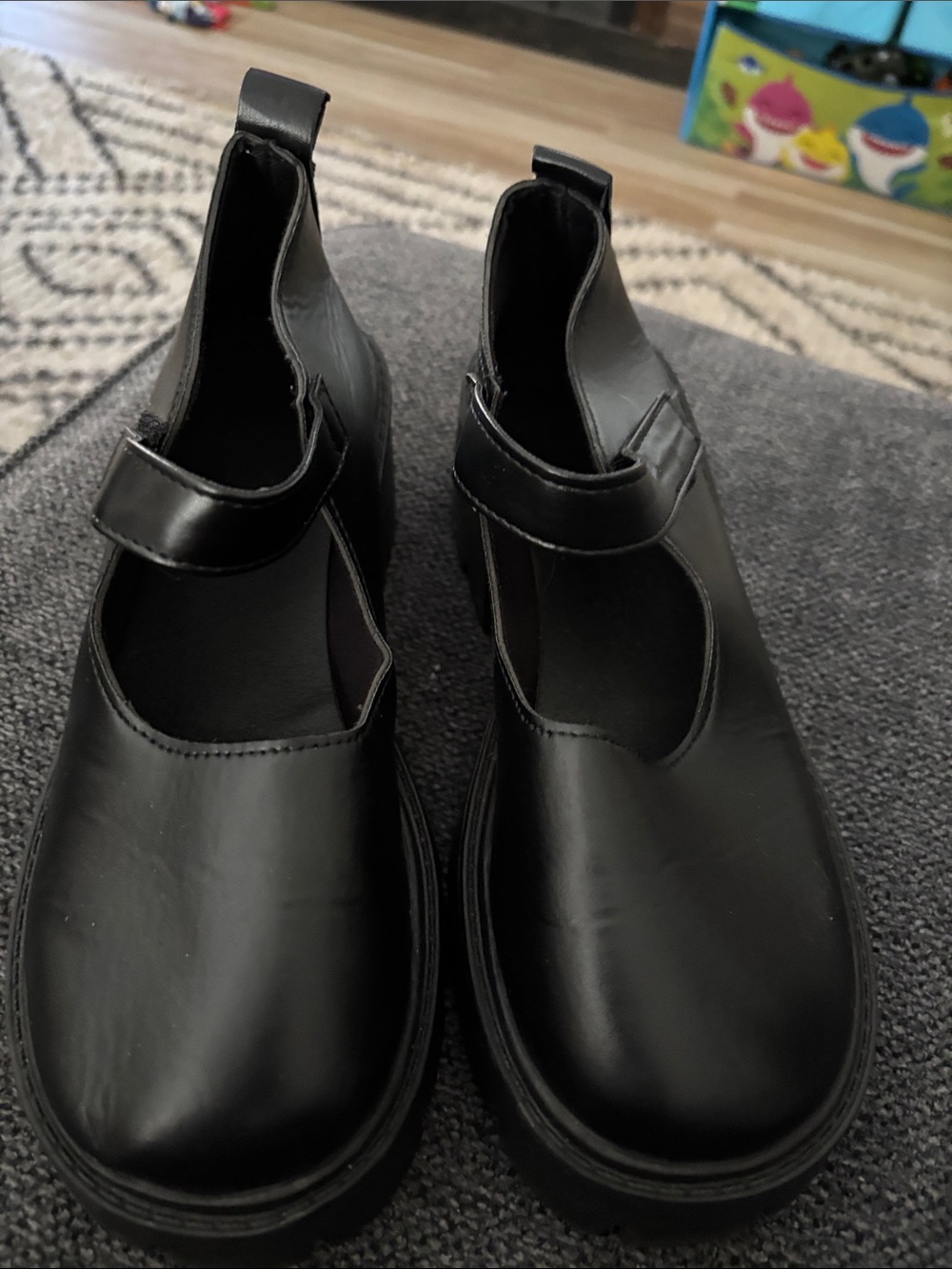 Women's Leather Chunky Platform Mary Jane Shoes
